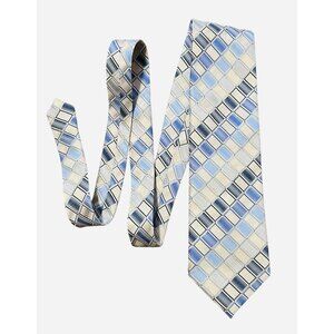 Bruno Piattelli Men’s Tie 100% Silk Hand Made Blue Silver 4”X56" New‎